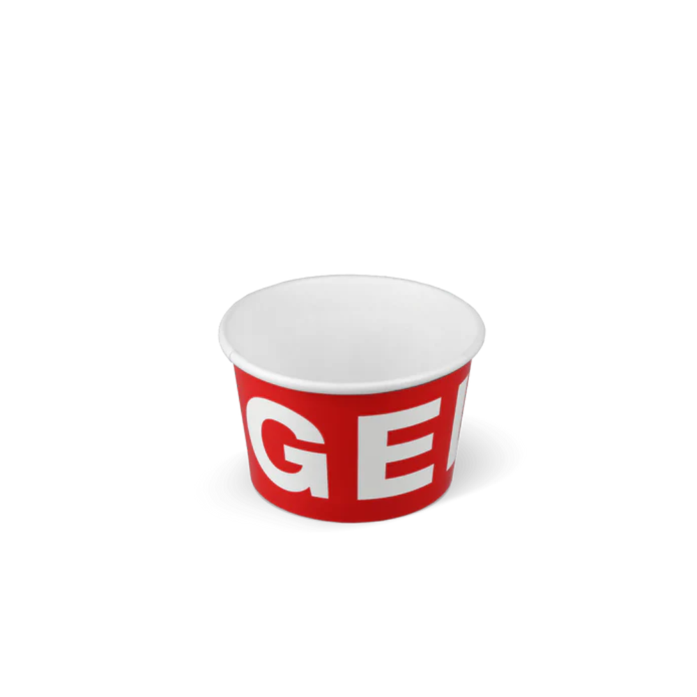 Roter Gelato Eisbecher 120 ml / 4 oz – hygienischer Pappbecher für Eisdielen & Take-away