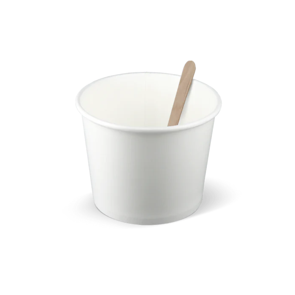 Eisbecher Weiß 360 ml – Kartonbecher für Eis, Frozen Yogurt & Sorbet, ideal für Eisdielen & To-Go