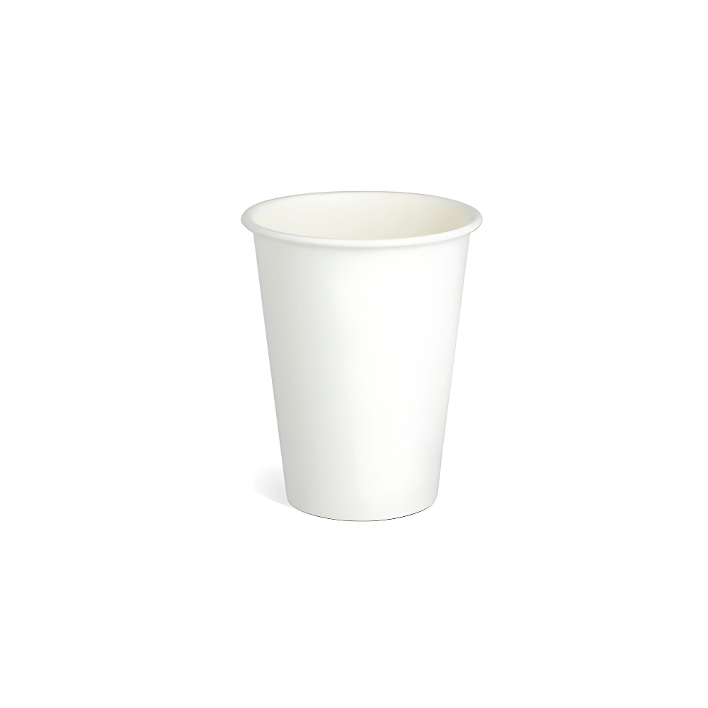 Weißer Kaffeebecher wiederverwendbar 180ml aus PP, stapelbar und spülmaschinenfest für Gastronomie & To-Go