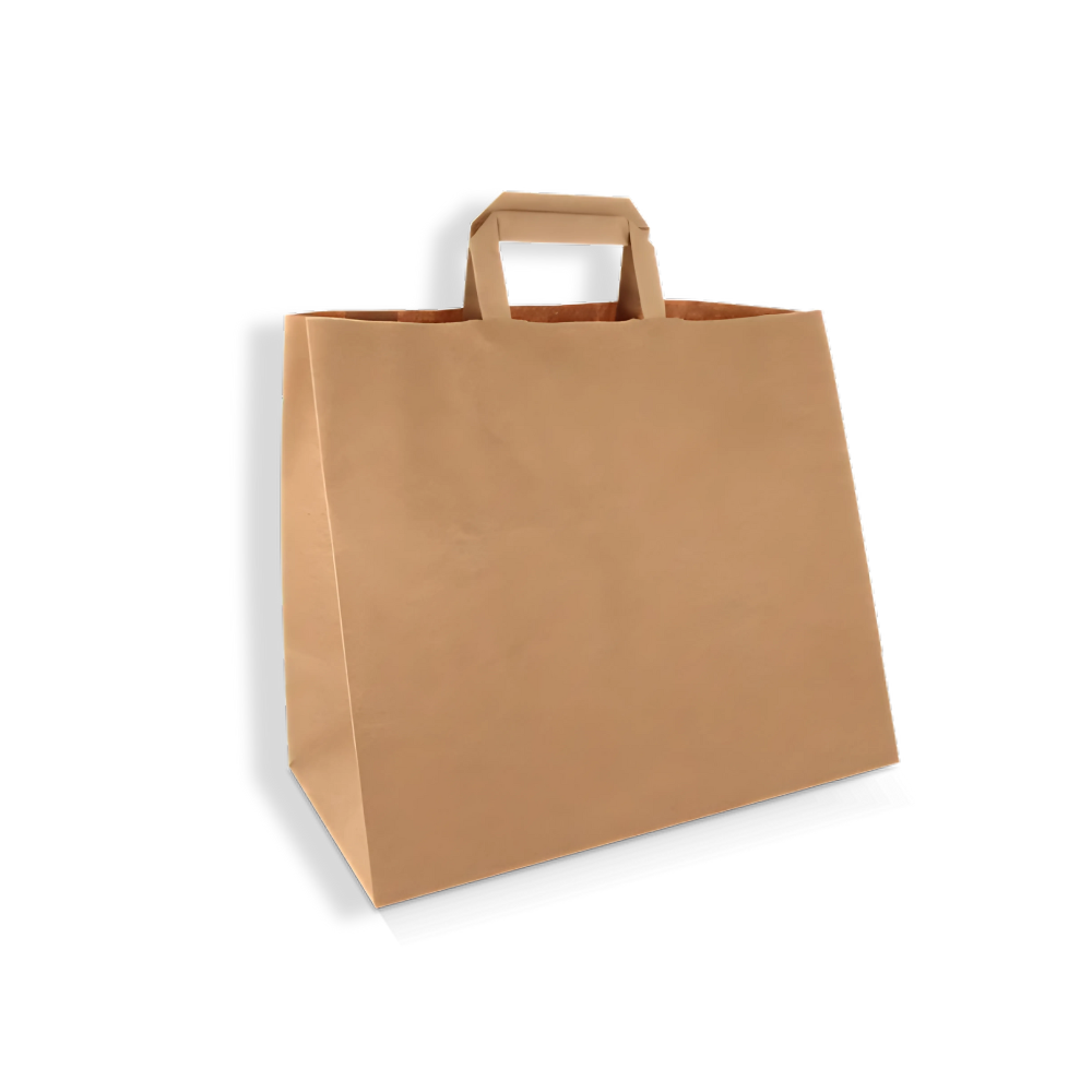 Kleine Papiertüte L (320×160×270 mm) aus recyceltem Kraftpapier – stabil, nachhaltig & ideal für Take-away, Gastronomie & Einzelhandel. Jetzt kaufen!