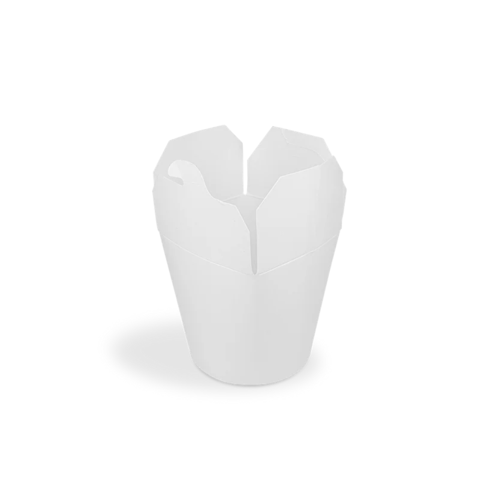 Papp-Nudelbox S 400 ml Ø 80 mm weiß – fettdicht, lebensmittelecht & recycelbar für Nudeln, Reisgerichte & Wok