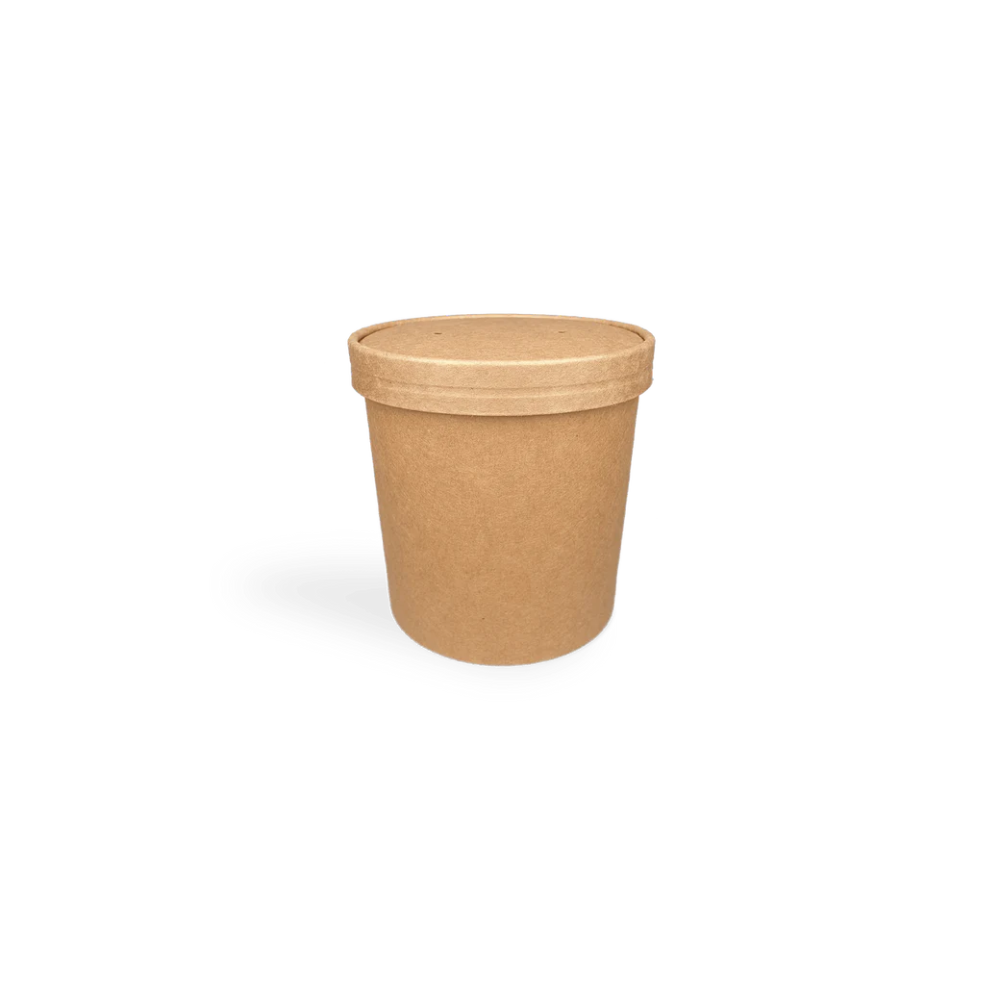 Bio kraftbrauner Deckel Ø118 mm für 750 ml Suppenbecher – fettdicht & lebensmittelecht, sicherer Verschluss
