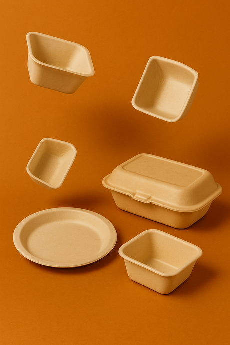 Bagasse-Geschirr im Einsatz – natürliche, fettresistente Verpackungslösung für warme Speisen und Take-Away-Menüs