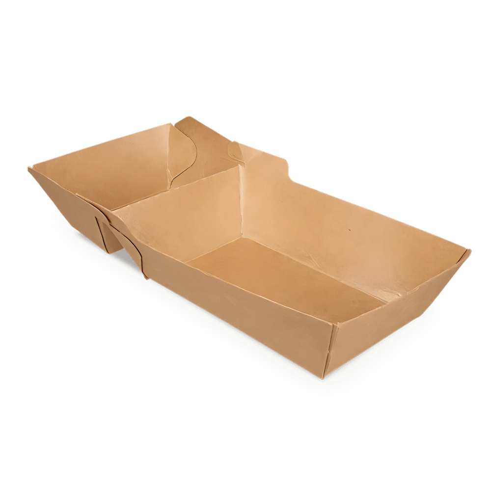 Papp-Snackschale, A22, 2-geteilt, 181x67x39mm, Kraftbraun