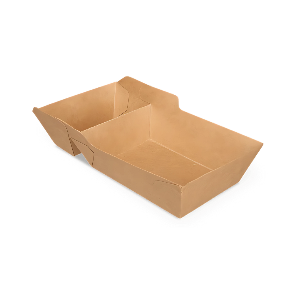 Papp-Snackschale, A23, 2-geteilt, 159x65x35mm, Kraftbraun