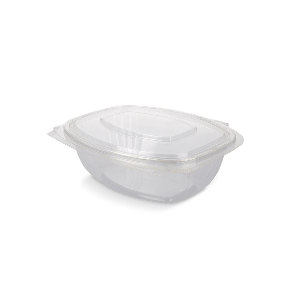 Salatschale mit Klappdeckel, 1000ml, Transparent, BIO