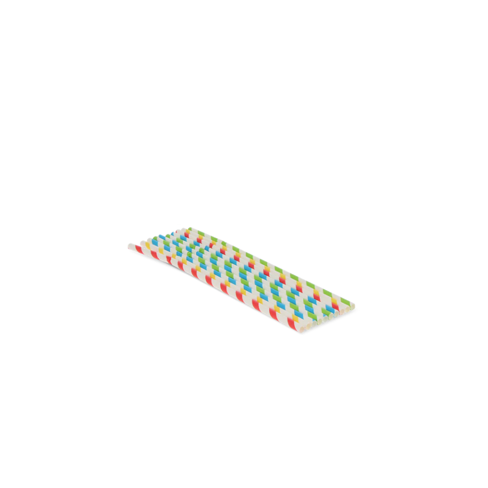 Papier-Strohhalme, biegsam, 240mm, Ø6mm, Bunt, BIO
