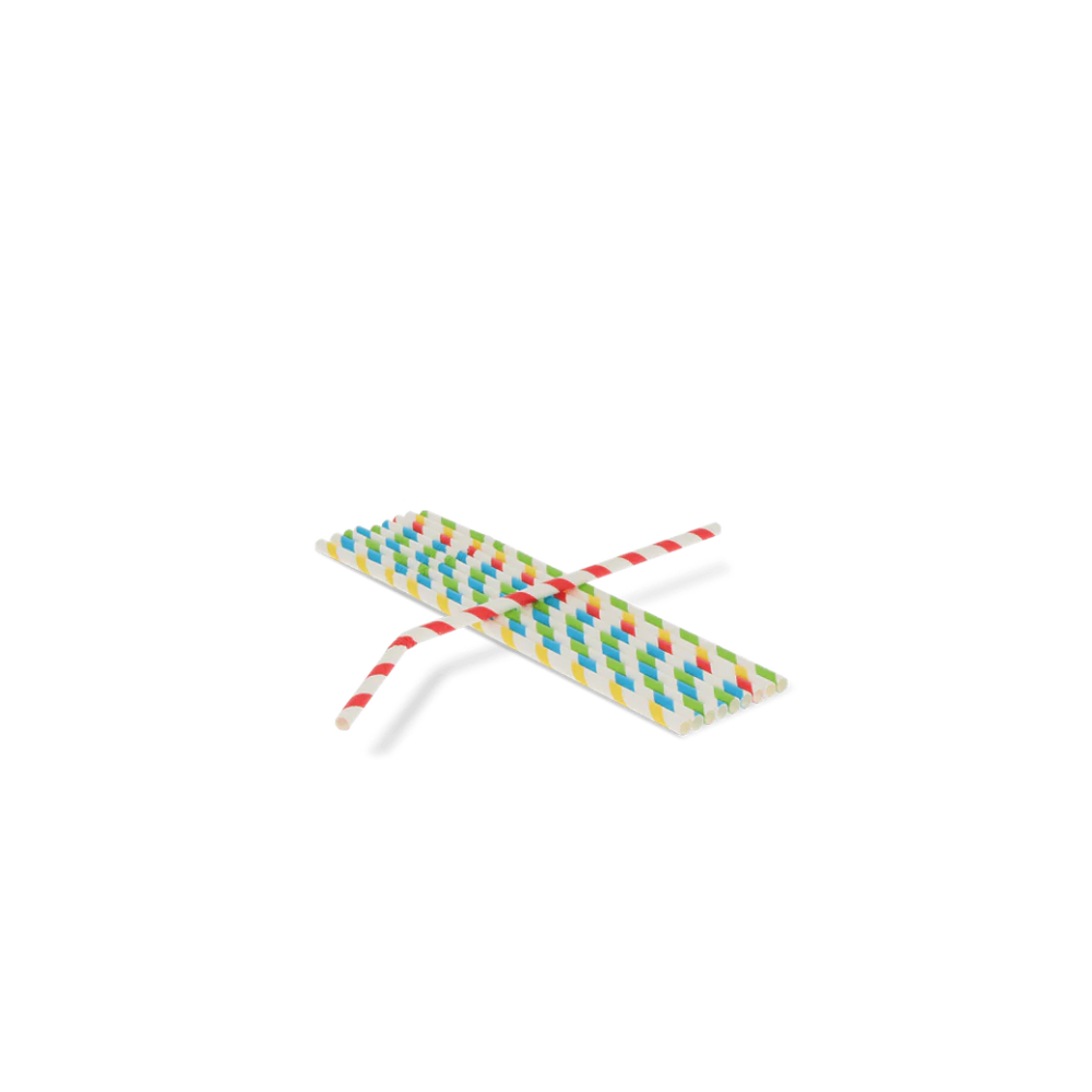 Papier-Strohhalme, biegsam, 240mm, Ø6mm, Bunt, BIO