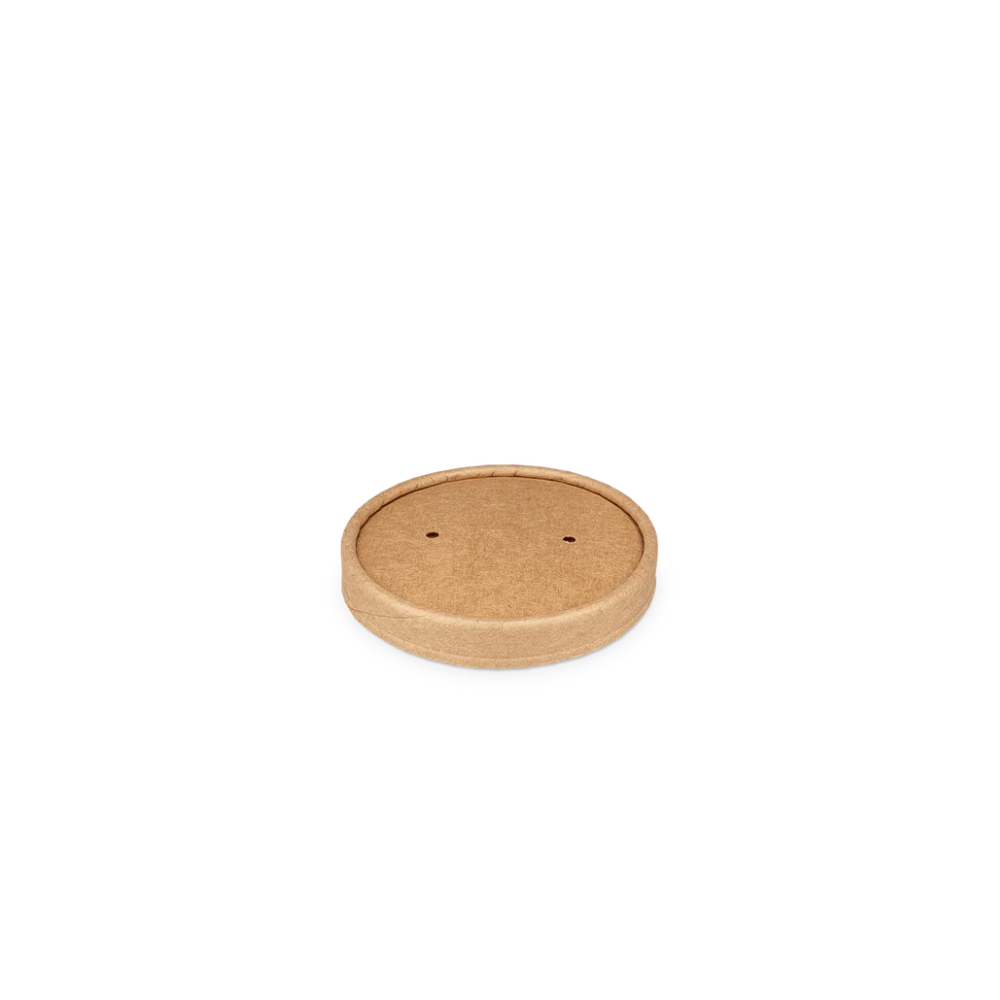 Papp-Suppenbecher Deckel, 240-360ml, Ø90mm, Kraftbaun, BIO