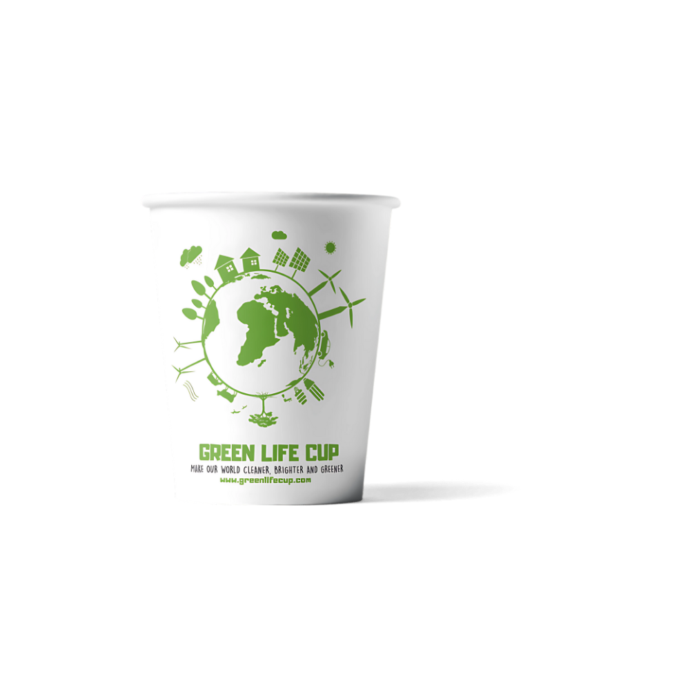 Pappbecher, 180ml, 7,5oz, Ø70mm, FSC, BIO Green Life