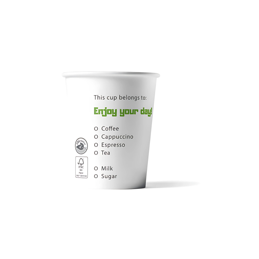 Pappbecher, 180ml, 7,5oz, Ø70mm, FSC, BIO Green Life
