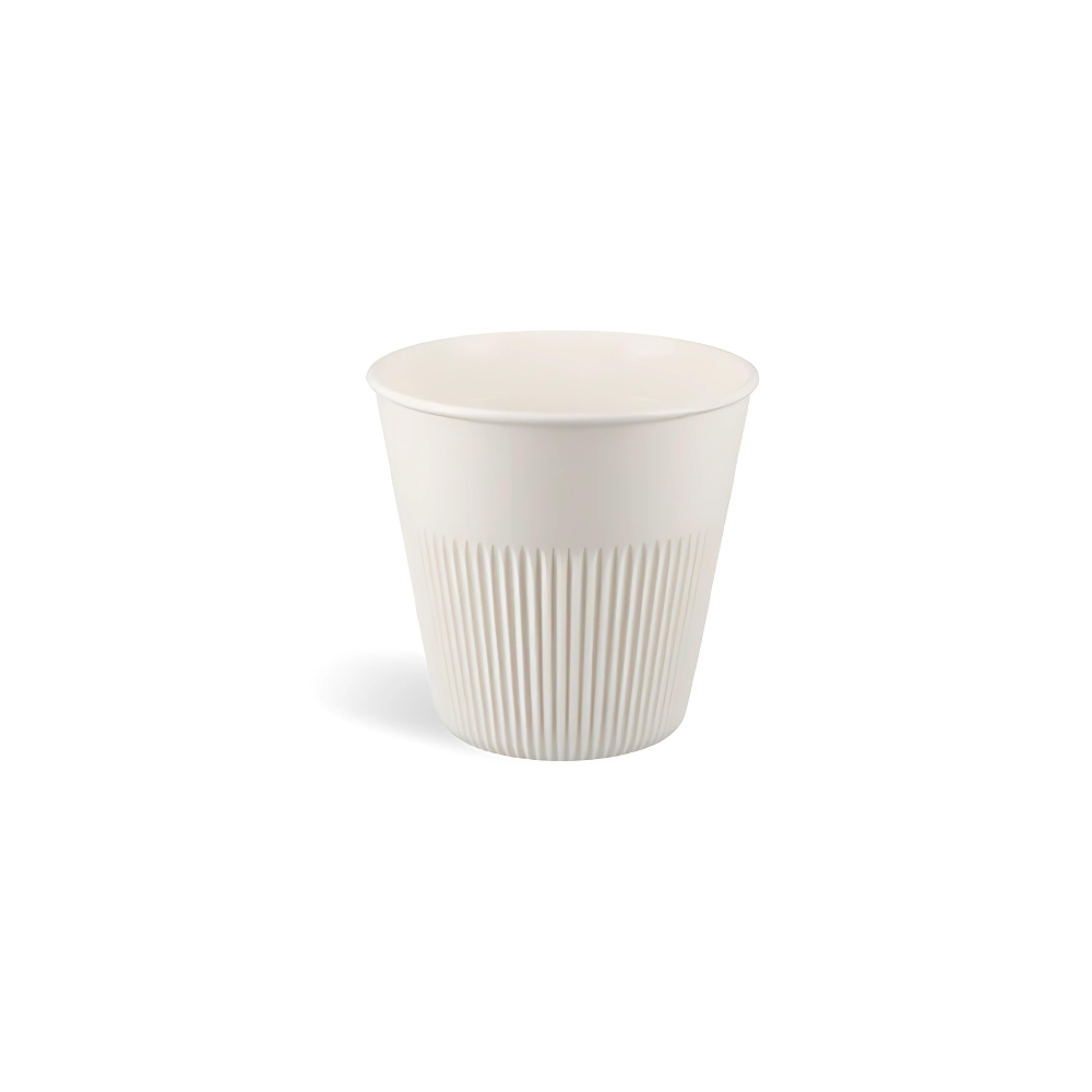 Kaffeebecher geriffelt, wiederverwendbar, 230ml/8oz, Ø89mm, PP, Weiß