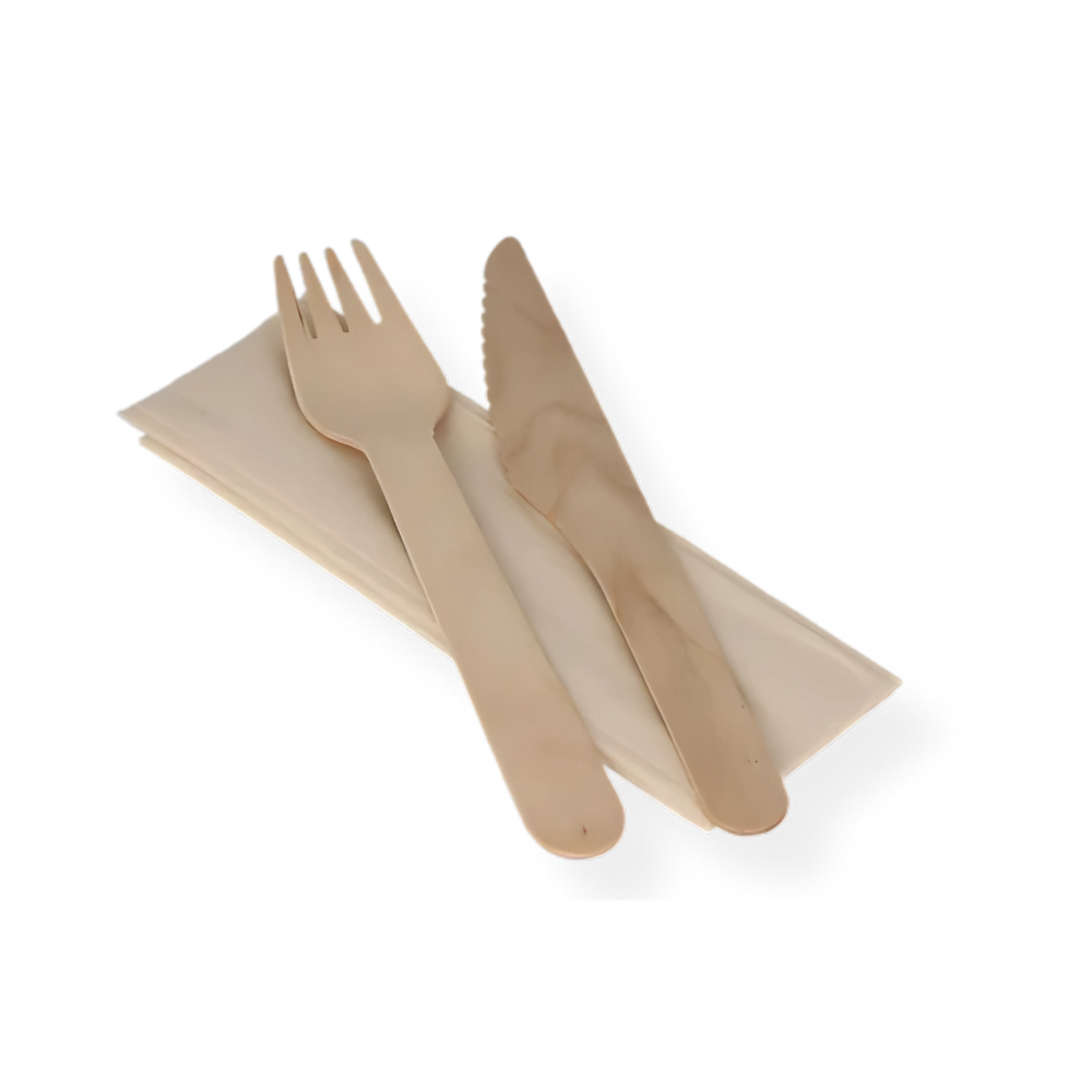 Einweg-Besteck-Set, 3in1,165mm, Holz, FSC®, Natur