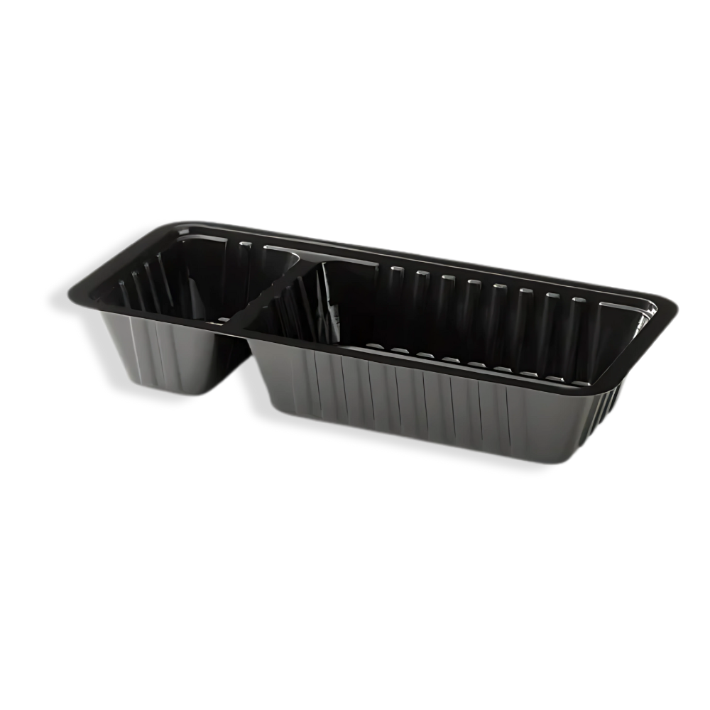 Snackschale, A22, 2-geteilt, 203x95x36mm, Kunststoff, Schwarz
