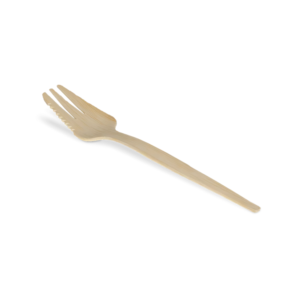 Einweggabel mit Schneidekante, 120mm, BIO, Bambus