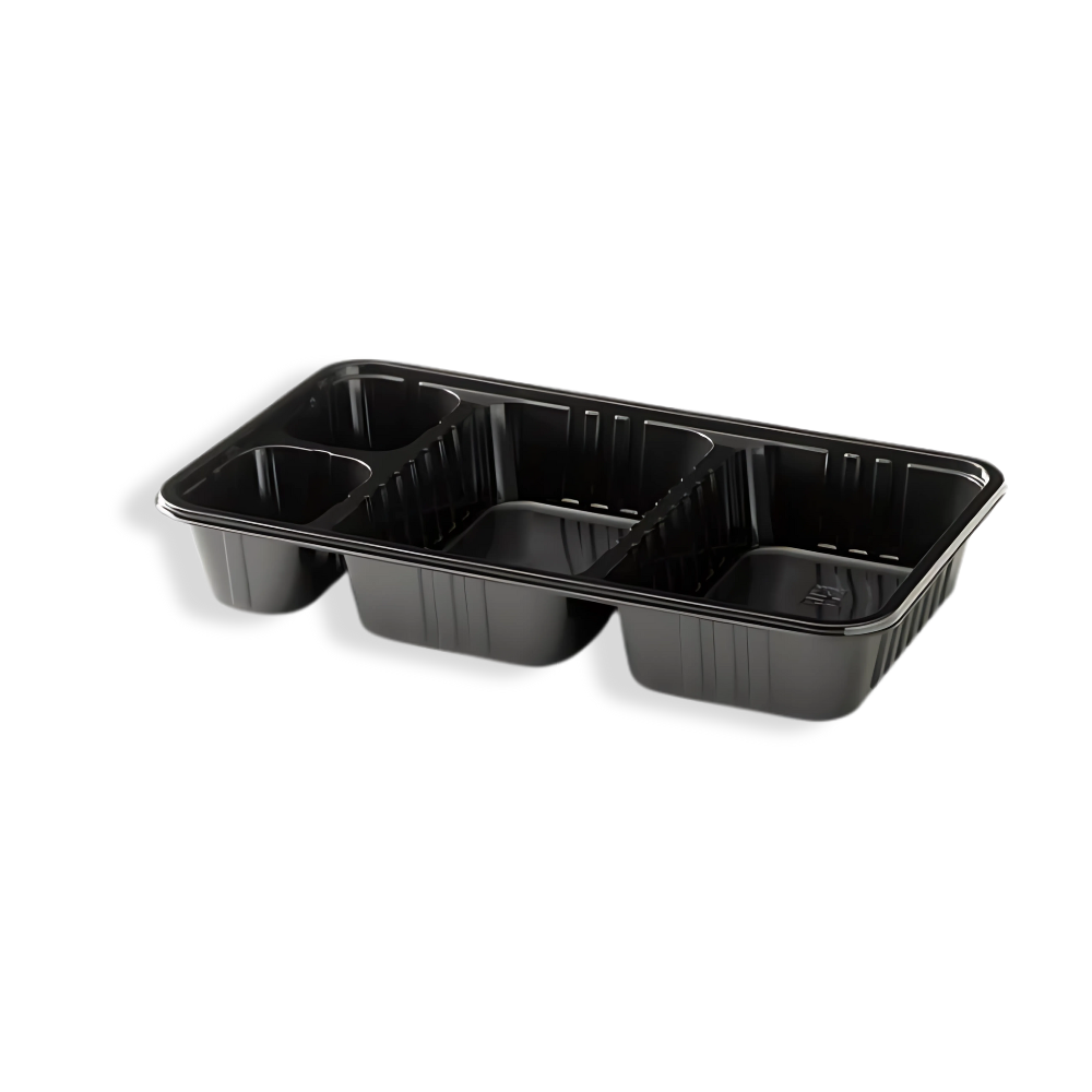 Snackschale, A94, 4-geteilt, 230x135x35mm, Kunststoff, Schwarz