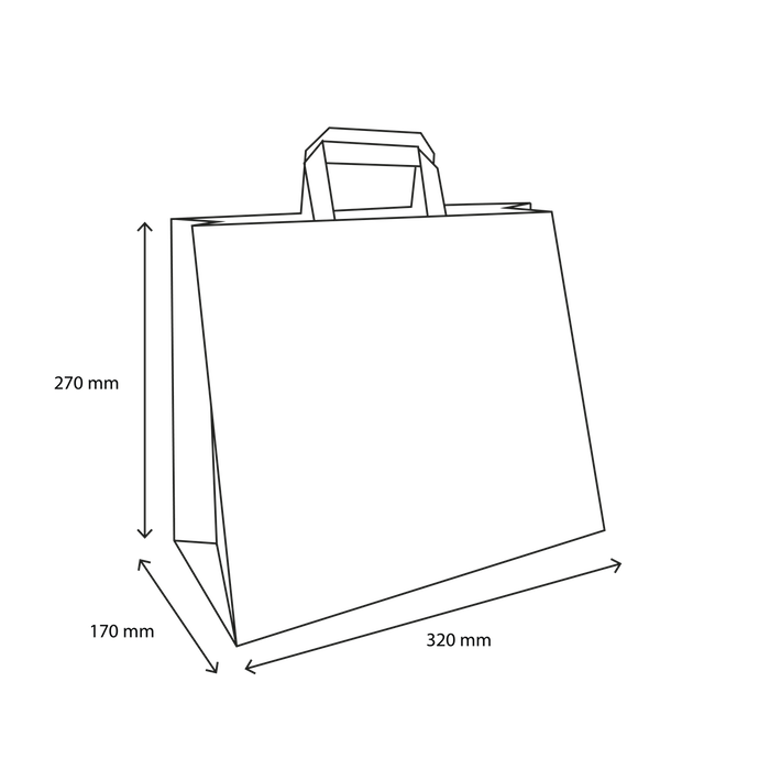 Papiertüte L, 320x170x270mm, BIO, Weiß