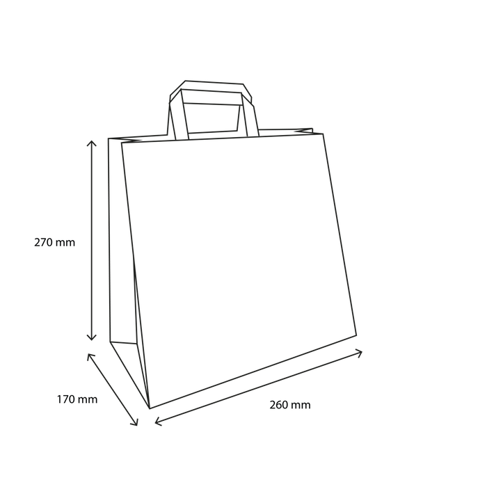 Papiertüte M, 260x170x270mm, BIO, Weiß