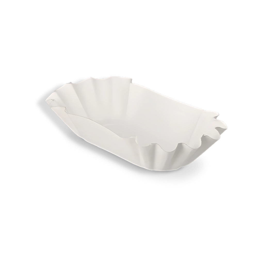 Pappschale mit Wellenrand, 175x105x30mm, Weiß