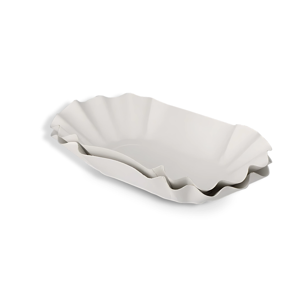 Pappschale mit Wellenrand, 220x140x37mm, Weiß