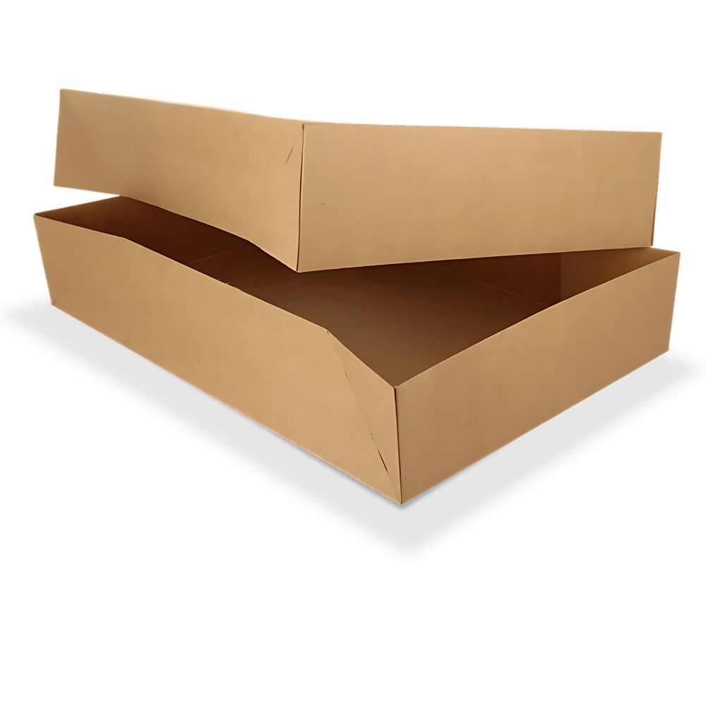 Papp-Catering Box L mit Fenster, 56x32x8cm, Kraftbraun, BIO