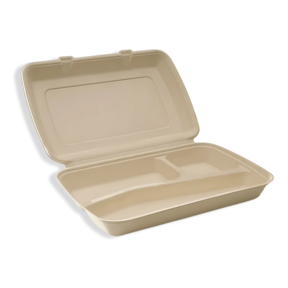 Menübox 3-geteilt L, Zuckerrohr BIO