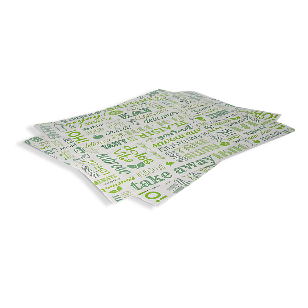 Einschlagpapier, 310x380mm, FSC®Mix BIO, Grün/Bedruckt