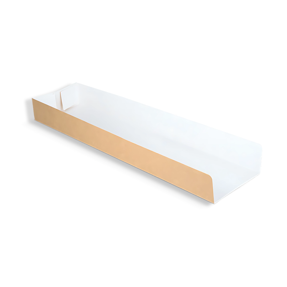 Papp-Panini-Snackschale, 280x70x30mm, BIO, Kraftbraun/Weiß