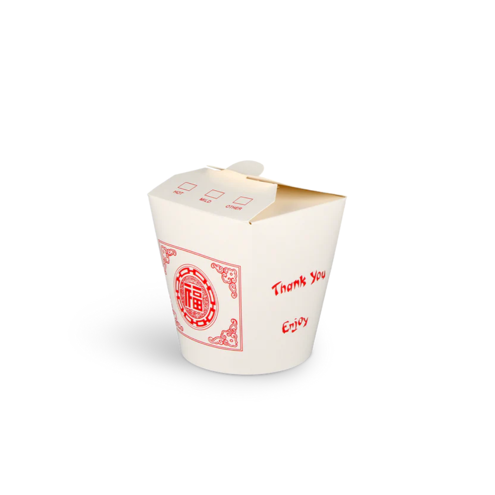 Papp-Nudelbox L, 1000ml, Ø100mm, weiß mit Motiv