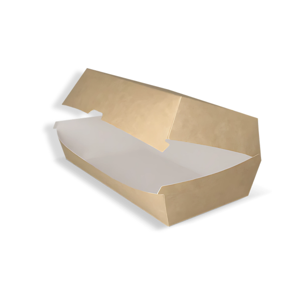 Papp-Snackbox, 200x100x80mm, BIO, Kraftbraun/Weiß