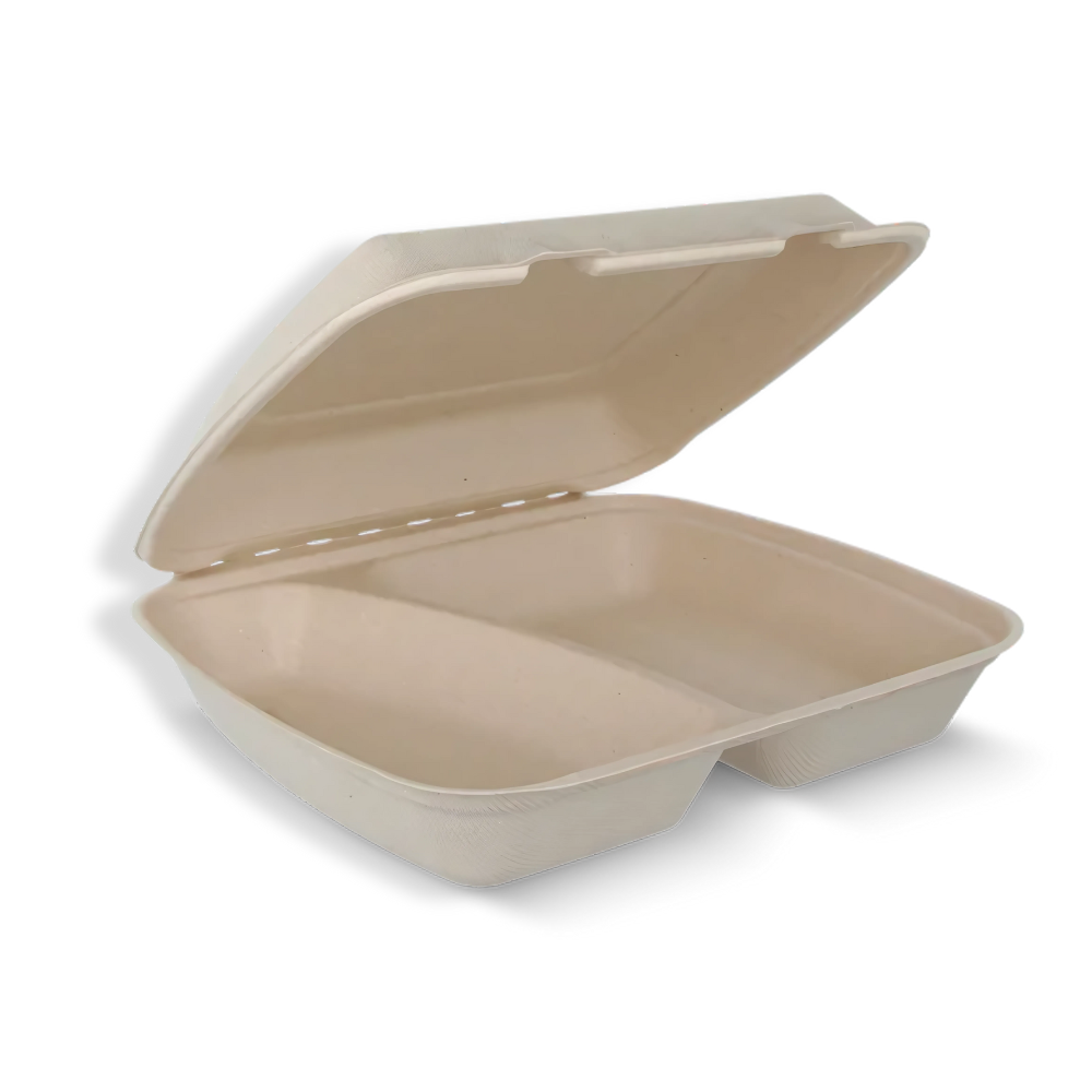 Menübox, 2-geteilt M, Zuckerrohr BIO