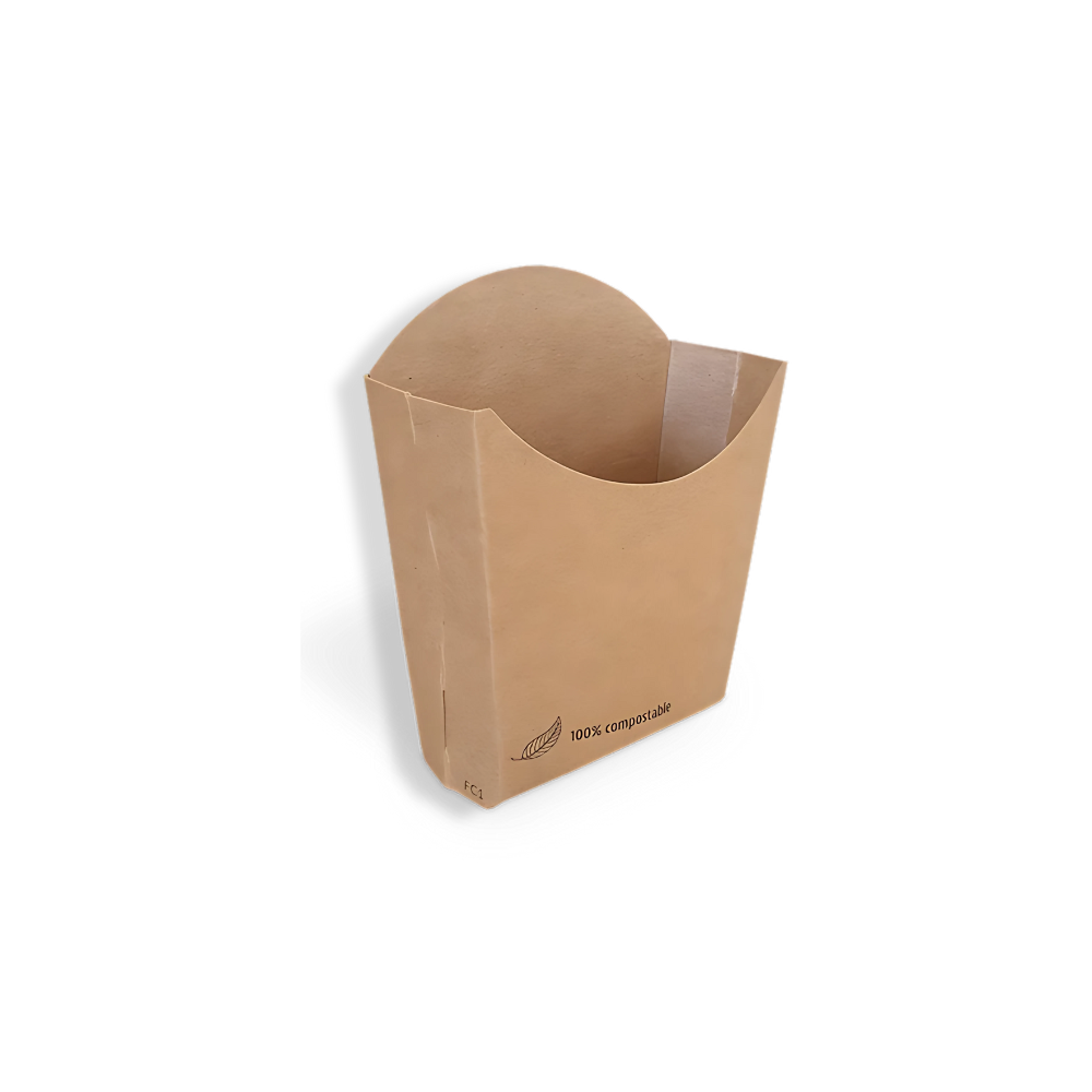 Pommes-Schütte S, 83x130x125mm, FSC®Mix BIO, Pappe, Kraftbraun