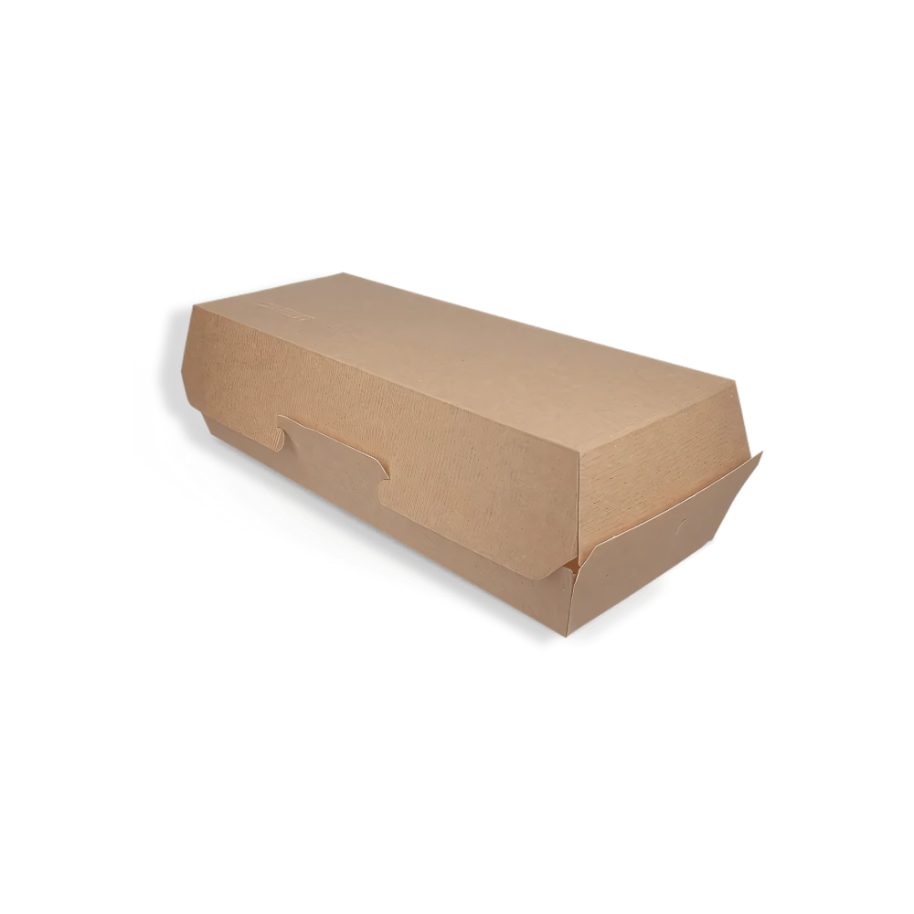 Papp-Panini-Box, 265x122x70mm, BIO FSC®Mix, Kraftbraun