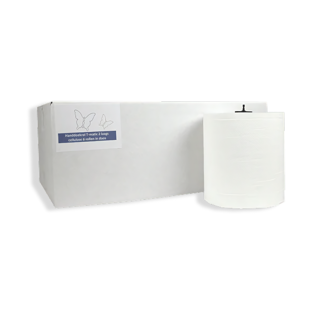 Papier-Reinigungstücher, 2-lagig, 210mm, 150m Rolle, Zellulose, Weiß