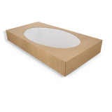 Papp-Catering Box L mit Fenster, 56x32x8cm, Kraftbraun, BIO