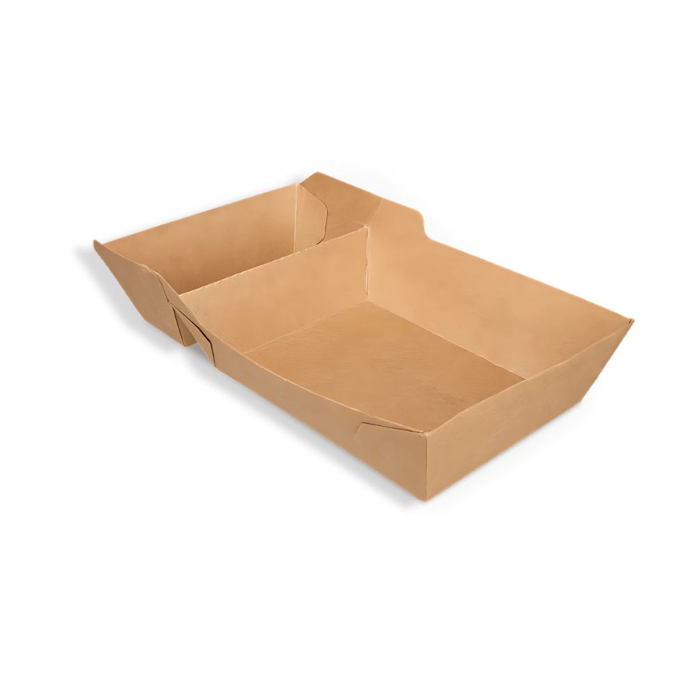 Papp-Snackschale, A20, 2-geteilt, 205x85x45mm, BIO, FSC, Kraftbraun