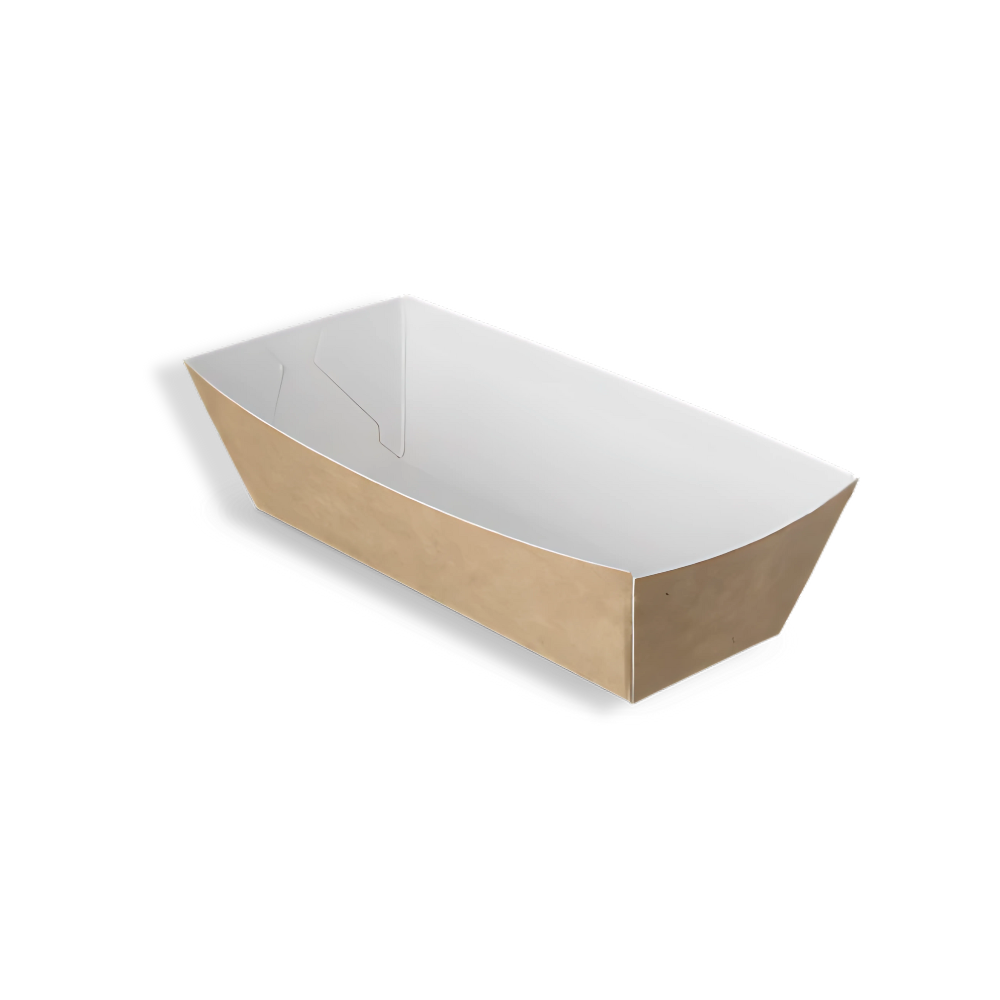 Papp-Snackschale, A5, 114x39x35mm, BIO, Kraftbraun/Weiß