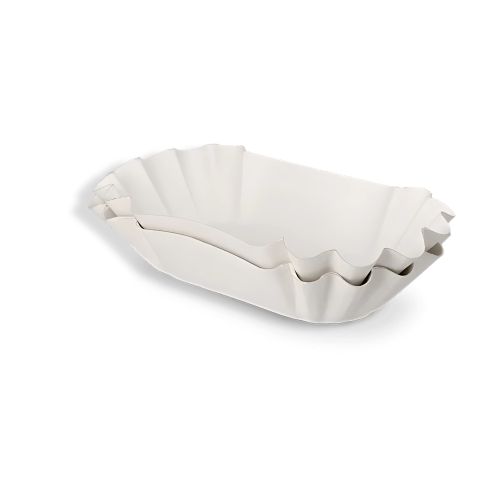 Pappschale mit Wellenrand, 170x100x30mm, Weiß