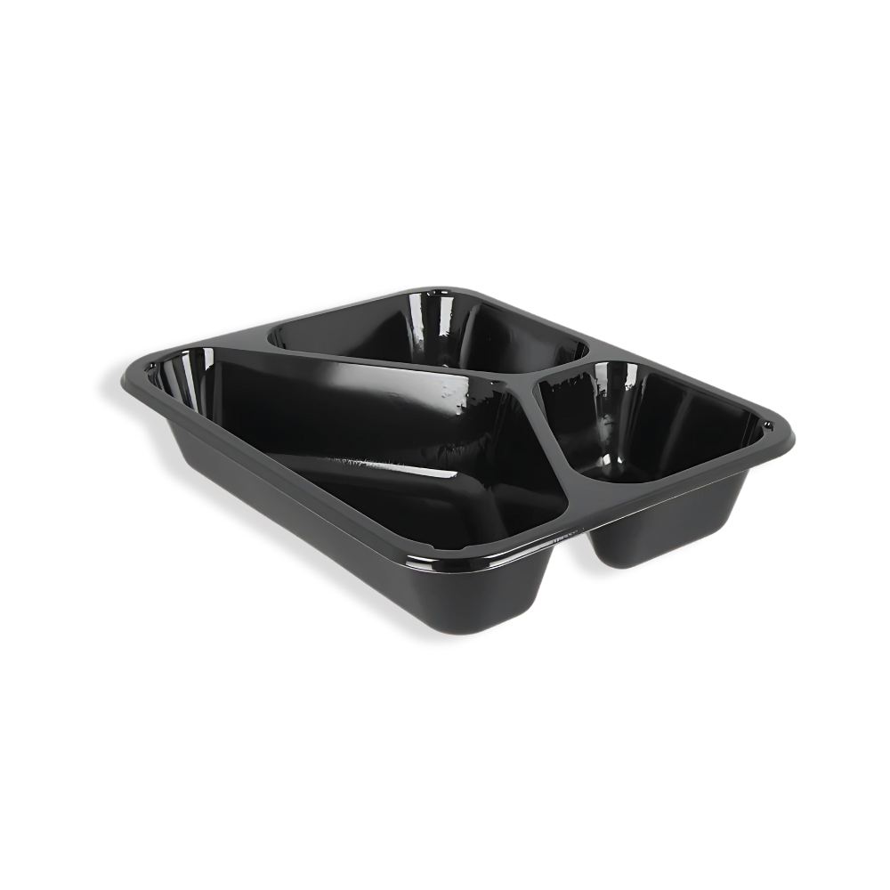 Schale 3-geteilt, 227x178x43mm, Schwarz