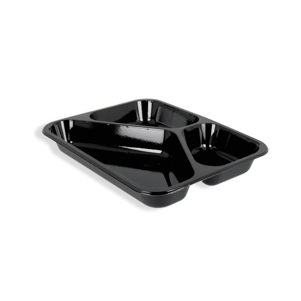Schale 3-geteilt, 226x177x31mm, Schwarz