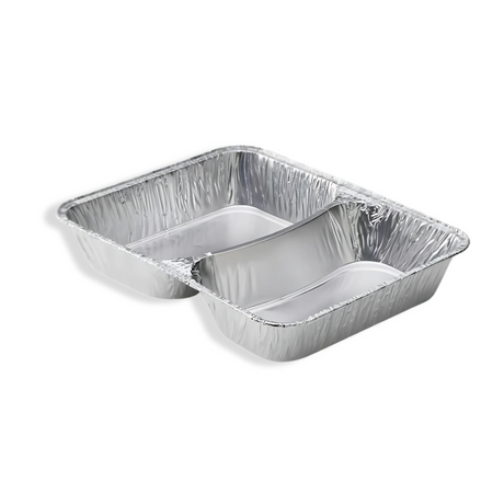 Zwei-Kammer Aluminiumbehälter 1300 ml – stabile Lösung für Take-away & Menüs