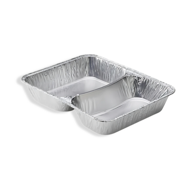 Zwei-Kammer Aluminiumbehälter 1300 ml – stabile Lösung für Take-away & Menüs