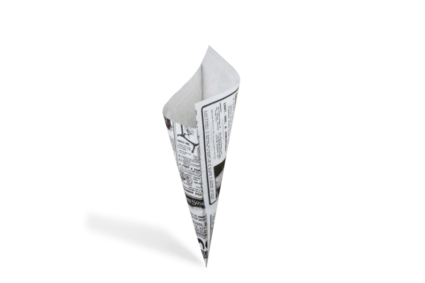 BIO Papier-Snack-Spitztüte "Newspaper", 340x240mm, weiß/bedruckt
