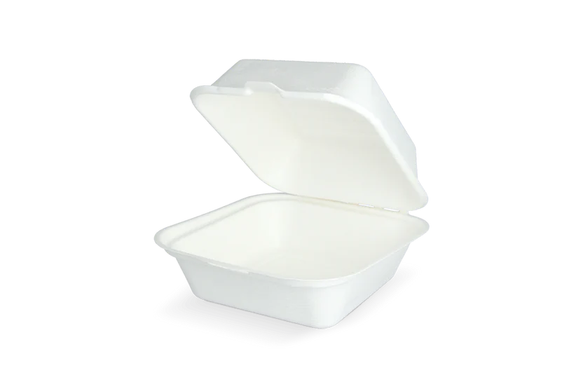 BIO Zuckerrohr-Burger-Box, 153x153x80mm, weiß