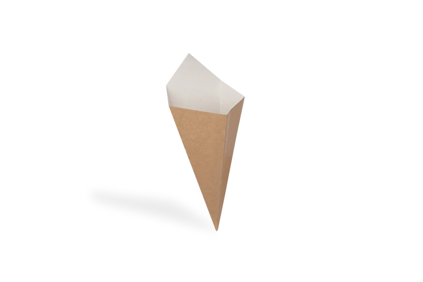 Bio FSC MIX Papp Spitztüte 128×217 mm kraftbraun/weiß für Snacks