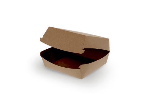 Bio Papp-Burger-Box 120×120×70 mm kraftbraun – geräumige, recyclingfähige Verpackung für Burger, Pommes & Menüs