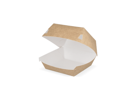 Bio Papp-Burger-Box 90×90×70 mm kraftbraun/weiß – kompakte, lebensmittelechte und recyclingfähige Verpackung für Burger und Snacks
