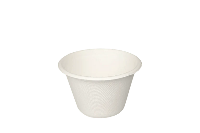 Bio Zuckerrohr-Saucenbecher 120 ml Ø 76 mm weiß – kompostierbar, fettresistent und nachhaltig für Saucen & Dips