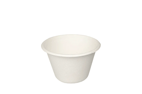 Bio Zuckerrohr-Saucenbecher 120 ml Ø 76 mm weiß – kompostierbar, fettresistent und nachhaltig für Saucen & Dips