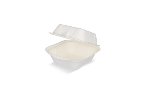 Bio Zuckerrohr (Bagasse) Hamburger-Box IP7 M 80×80×70 mm – kompostierbare, hitze- und fettbeständige Verpackung für Burger & Snacks